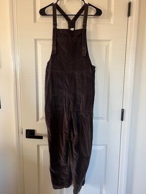 Aerie Velour Overalls in Deep Brown/Plum - Casual Everyday Jumpsuit
